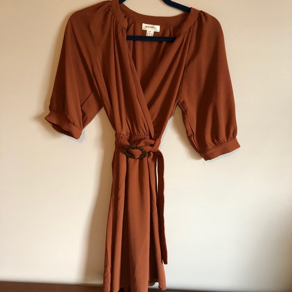 Forever 21 Burnt Orange Belted Dress S